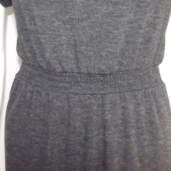 LOFT Dress, XS, Charcoal Gray Heathered Knit, Smocked Flounce, Short sleeves - Picture 10 of 15
